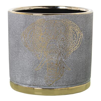 GRAU/GOLD KERAMIK-PFLANZER ELEFANT °18X18CM ST50244