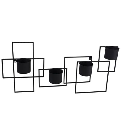 POT SUSPENDU MÉTAL NOIR, POUR 4 POTS _100X13X48CM ST71892