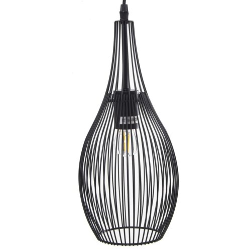 LÁMPARA TECHO METAL NEGRA, 1XE27 MAX 60W NO INCLUIDA _°17X37CM, CABLE NEGRO 70CM ST36324