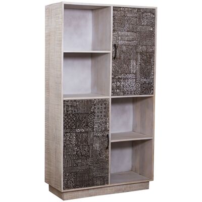 BOOKCASE WITH 2 DOORS WOODEN MANGO NATURAL/WHITE/BROWN 100X40X180CM ST37111
