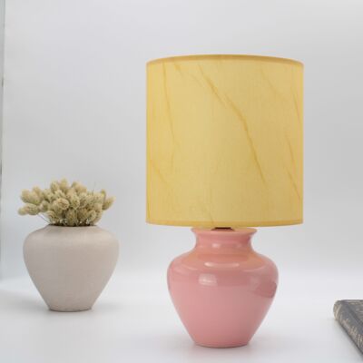 Lampe de table Babyrosa/rose avec abat-jour en tissu style parchemin