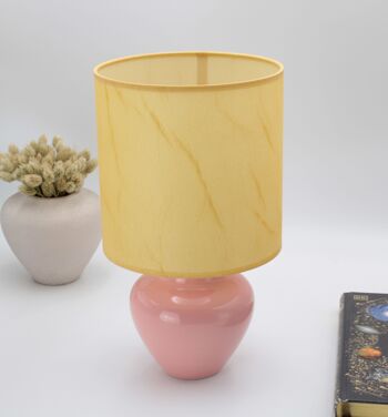 Lampe de table Babyrosa/rose avec abat-jour en tissu style parchemin 2