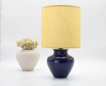Lampe de table bleue avec abat-jour en tissu style parchemin ou abat-jour en tissu blanc 2