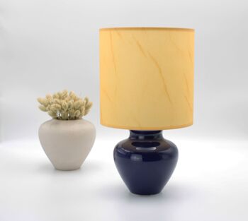 Lampe de table bleue avec abat-jour en tissu style parchemin ou abat-jour en tissu blanc 4