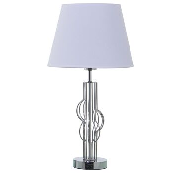 LAMPE DE TABLE EN MÉTAL ARGENT+92205, 1XE27,MAX.40W NON IN °30X57CM, BASE:°12X38CM ST39894 1