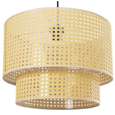 LAMPADA DA SOFFITTO CON 2 ANELLI IN VIMINI, 1XE27, MAX.40W NON INCLUSO °40X30CM, CAVO NERO 44CM ST39924