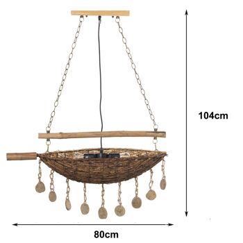 PLAFOND BAMBOU/BOIS NATUREL 2XE27 MAX60W, NON INCLUS _80X30X104CM SUSPENSION ST36421 6