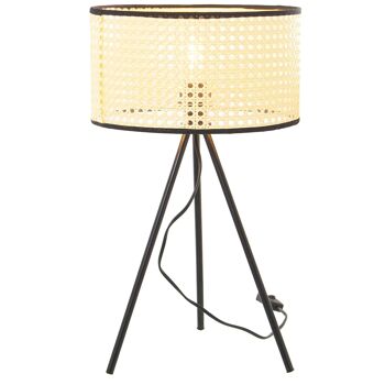 LAMPE DE TABLE EN MÉTAL AVEC ABAT-JOUR EN OSIER, 1XE27, MAX.40W °30X51CM, SOCLE:19X19X37CM ST39934 2