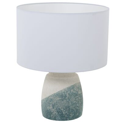 TEXTE DE LAMPE DE TABLE EN CÉRAMIQUE BEIGE/BLEU. SABLE, 1XE27-60W _°35X42CM, SOCLE:°17X20CM ST62253