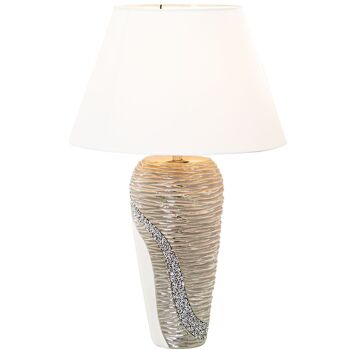 LAMPE DE TABLE EN CÉRAMIQUE BLANCHE/CHAMP.+ 52755,1XE27,MAX.40°35X56CM, SOCLE:18X12X42CM ST52754 2