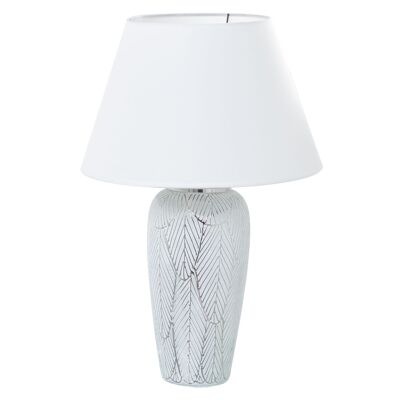 LAMPE DE TABLE EN CÉRAMIQUE BLANC/ARGENT+52730,1XE27,MAX.40W _°35X53CM, SOCLE:°15X37CM ST52729