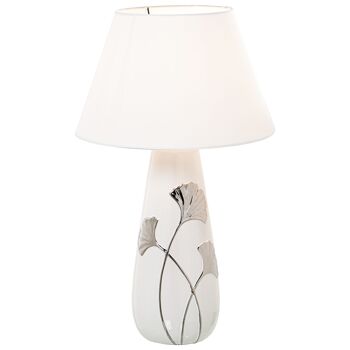 LAMPE DE TABLE EN CÉRAMIQUE BLANC/ARGENT+52818, 1XE27,MAX.60°35X58CM, SOCLE:°16X45CM ST52817 2