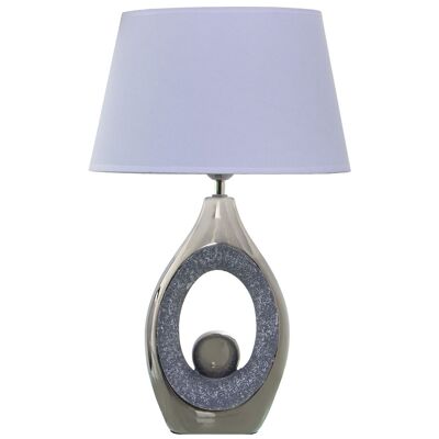 LAMPE DE TABLE EN CÉRAMIQUE GRIS/ARGENT+92231,1XE27,MAX.40W N 32X20X50CM, SOCLE:17X10X34CM ST39914