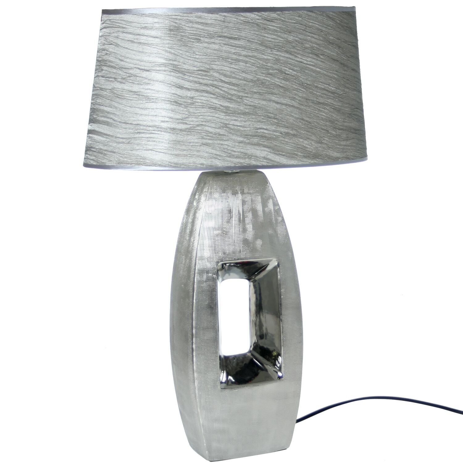 Lampada da tavolo in ceramica argento 54614 38x20x60cm1xe27-max40w(non inclusa st54613