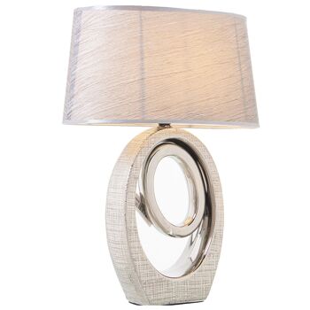 LAMPE DE TABLE EN CÉRAMIQUE ARGENT+57230-1XE27-MAX.40W _38X24X57CM-BASE:22X8X32CM ST52550 2