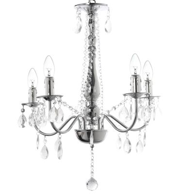 CHANDELIER LAMP 5 ARMS METAL/TRANSPARENT ACRYLIC.-  CABLE_80CM _°51X62CM-5XE14-MAX.40W(NO INC ST47123