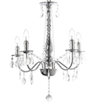 LUSTRE LAMPE 5 BRAS MÉTAL/ACRYLIQUE TRANSPARENT.-     CABLE_80CM _°51X62CM-5XE14-MAX.40W (NON INCL ST47123 1