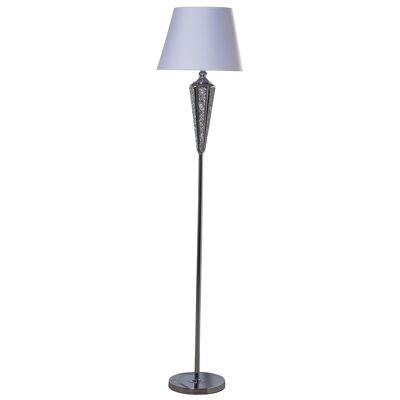 LÁMPARA DE PIE METAL PLATEADO+92237, 1XE27,MAX.40W NO INCLU °37X166CM, BASE:°25X142CM ST39900