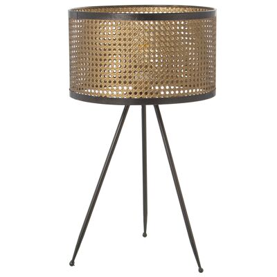 GOLDENE METALL-TISCHLAMPE, IMITIERTES WICKER, 1XE27, MAX.60°35X60CM, BILDSCHIRM:°35X20CM ST61318