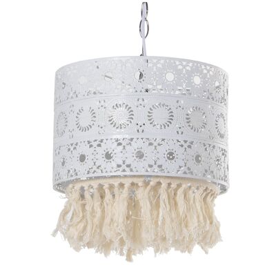 WHITE METAL/ACRYLIC CEILING LAMP+FRINGES,1XE27,MAX.40W °29.5X20/28CM, CABLE:48CM ST61272