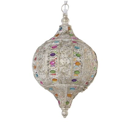 WHITE METAL CEILING LAMP./ ACRYLIC.COLOR,1XE14,MAX40 °27X47CM, CABLE:66CM ST61282