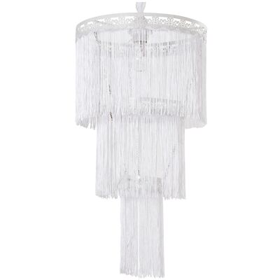 WHITE METAL CEILING LAMP/FRINGES, 1XE27, MAX.40W NO IN °30X56CM, CABLE:72CM, ST61291