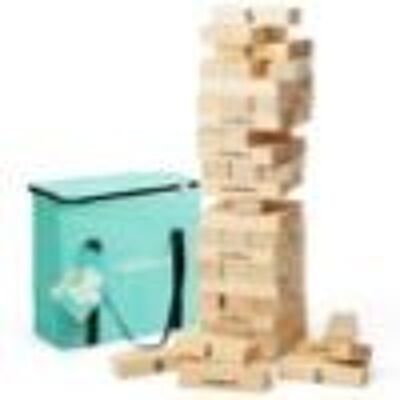 Large Tumble Tower Garden Lawn Game, 64 Wooden Blocks, Up to 4ft