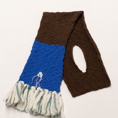 LE BLOCK SCARF CHOCOLATE GREEN CREAM