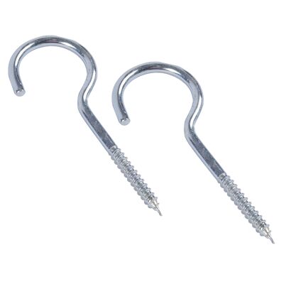 100mm Heavy-Duty Galvanised Iron Screw Hooks - Pack of 2 - By Blackspur