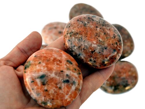 1 Kg Lot of Orange Calcite Palm Stone (9-10 Pcs)  - (40mm - 65mm)