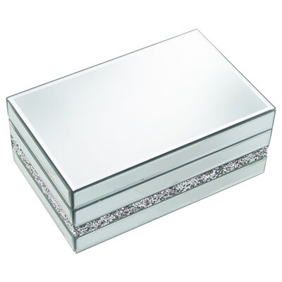 MIRROR GLASS JEWELRY BOX WITH DIAMONDS 22X14X9CM ST11748