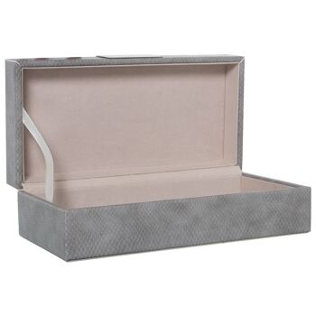 BOITE A BIJOUX BOIS/CUIR GRIS/OR 25X12X7.5CM ST12547 3