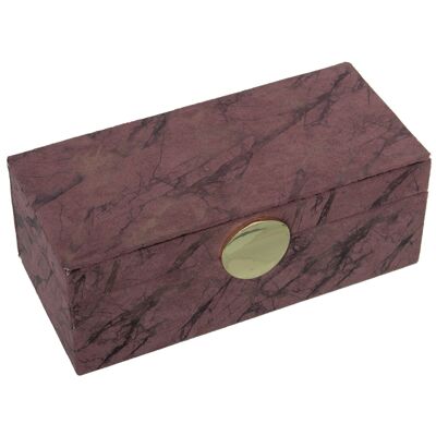 DECO WOOD/VELVET JEWELRY BOX.PINK MARBLE 25.5X12.5X10CM ST12542