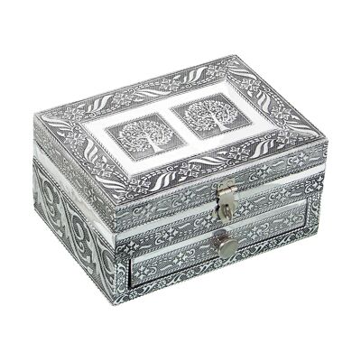 PORTAGIOIE IN METALLO CON SPECCHIO ARGENTO _18X13X9CM ST76153