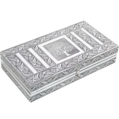 PORTAGIOIE IN METALLO CON SPECCHIO ARGENTO _38X20X8 CM. ST76148