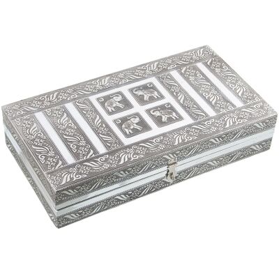 METAL JEWELRY BOX WITH SILVER MIRROR _38X20X8CM ST76144