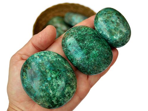 1 Kg Lot of Green Chrysocolla Palm Stone (7-8 Pcs ) - (50mm - 70mm)