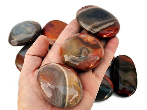 1 Kg Lot of Polychrome Jasper Palm Stone (8-10 Pcs) - (40mm - 70mm)