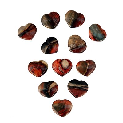 Corazón de cristal hinchado de jaspe policromado (30 mm)