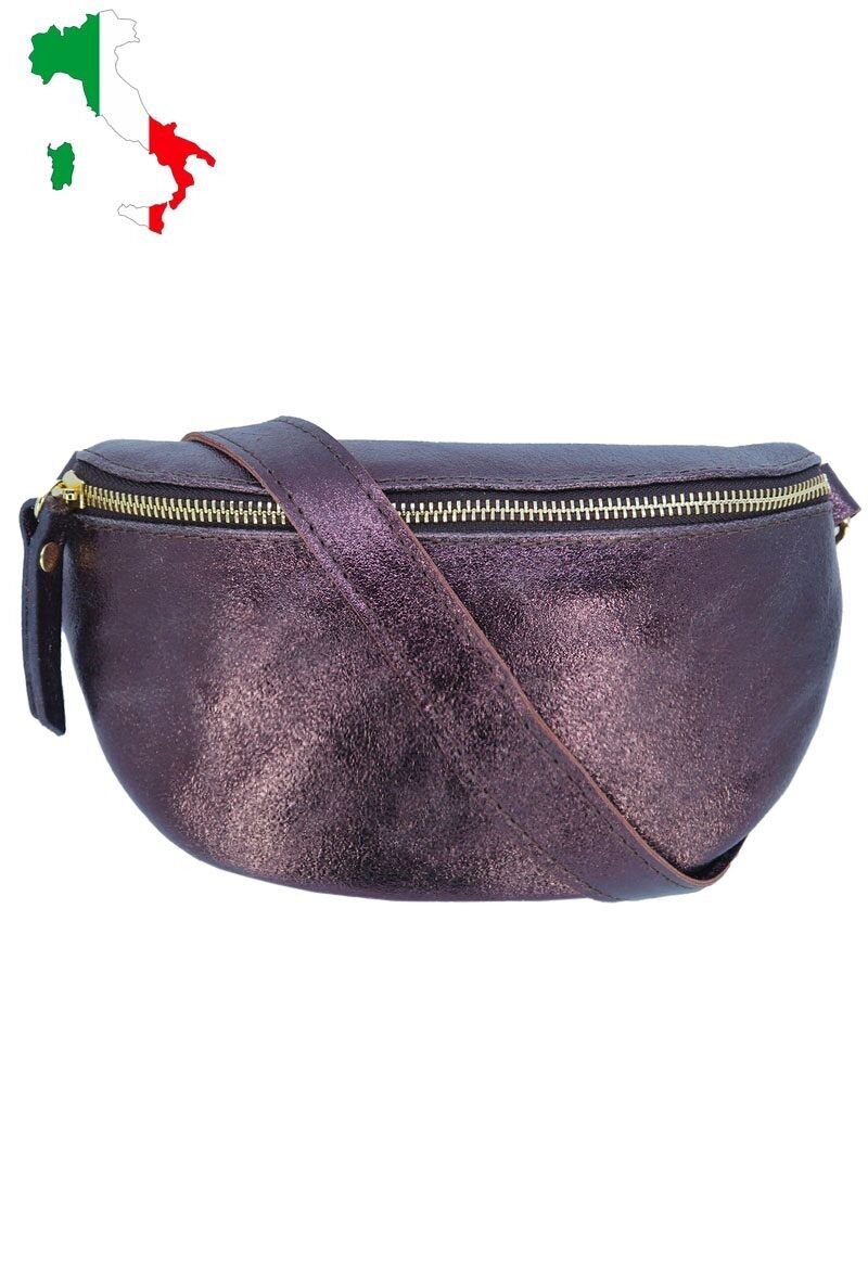 Sac banane cuir irisé avec fermeture métallique Taille M