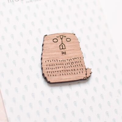 Spilla in legno "Marmotte" _2838_