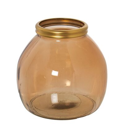 VASE AUS RECYCELTEM GLAS 20CM BRAUN GOLDENER RAND _°21X20CM MUND:°10CM ST11092