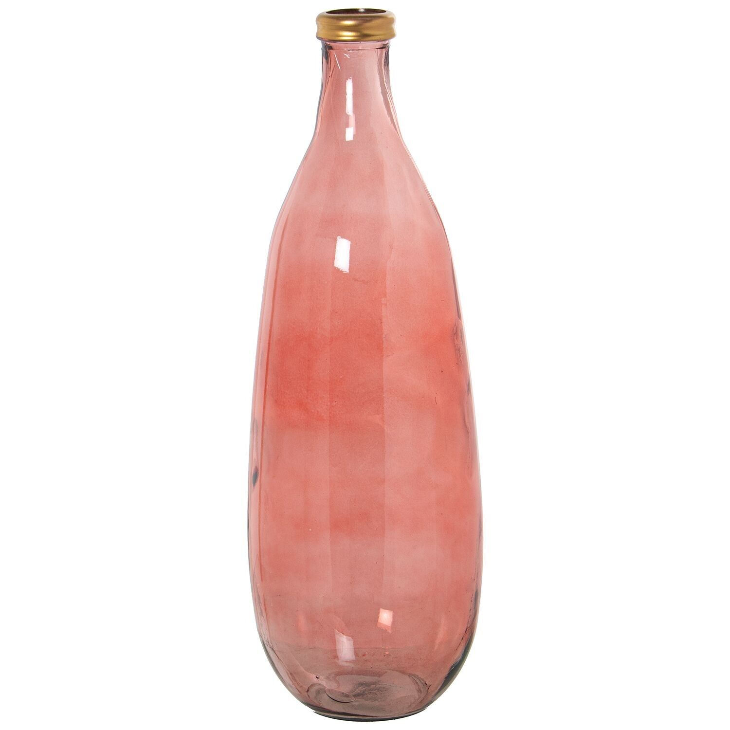 Vase aus Recyclingglas, 75 cm, roségoldener Rand, 25 x 75 cm, Öffnung: 6 cm, Artikelnummer: st11087