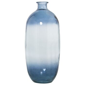 VASE BOUTEILLE VERRE RECYCLÉ 45CM BICOLORE BLEU °18X45CM ST11006 1