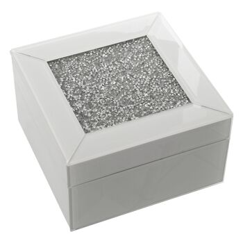 BOÎTE À BIJOUX EN CRISTAL BLANC AVEC DIAMANTS 14X14X8CM ST11697 1