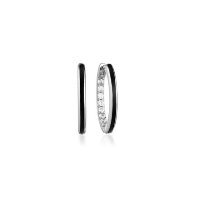 Small Black Enamel Hoop Earrings