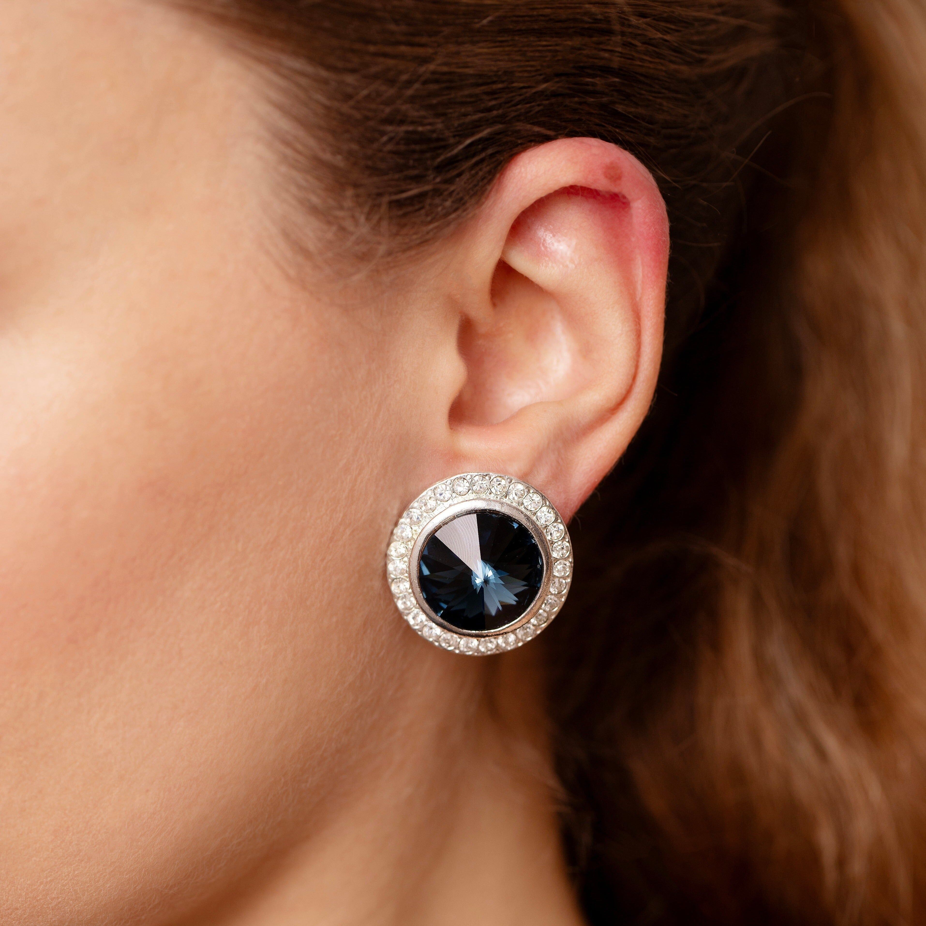 Pendientes de clip Swarovski azules vintage