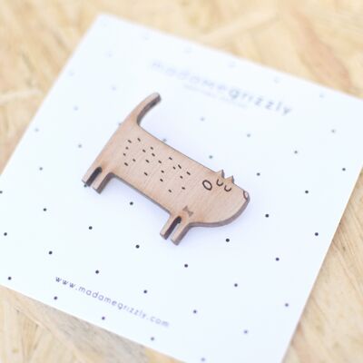 Wooden brooch "Monsieur Matou" _2159_