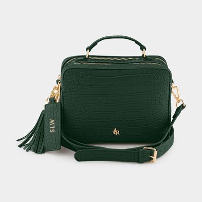 Emerald Croc Tate Top Handle Bag