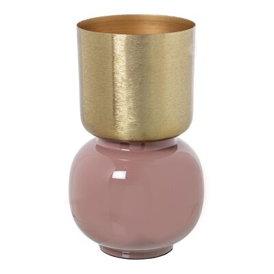 JARRÓN METAL ESMALTADO ROSA/DORADO _°19X32CM ST67805